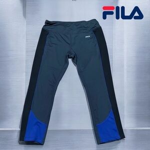 FILA, Sports Capris With Pocket, Small, Gray & Blue 🏃‍♀️‍➡️